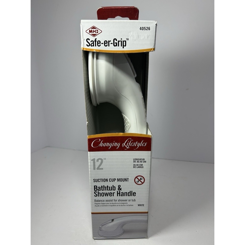 MHI Safe-er-Grip Bathtub and Shower Handle White/Grey 40526
